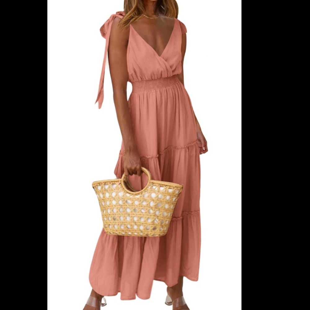 Pink Ruffled Tiered Maxi Sundress